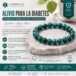 Pulsera de Crisocola de Piedra Natural Lifebetic | Pulsera Elástica con Cuentas de Crisocola | Joyería Unisex | Accesorio de Piedra Natural | Regalo para Ella y Él