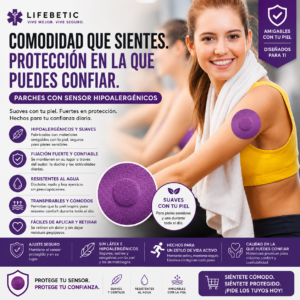 Parches Adhesivos Hipoalergénicos para Sensor CGM Lifebetic | Parches Impermeables para Monitor Continuo de Glucosa | Fijación Segura | Transpirables | Pack de 8
