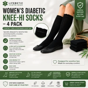 lifebetic women’s diabetic knee hi socks –